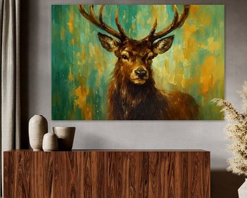 Brush strokes around red deer portrait by Imperial Art House