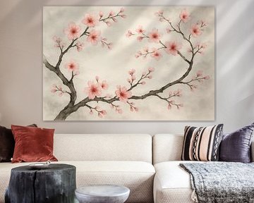 Sakura branch with soft blossom