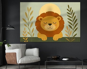 Ruhiger Löwe mit Blättern von Imperial Art House