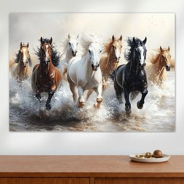 ein Pferd, das im Wasser schmort