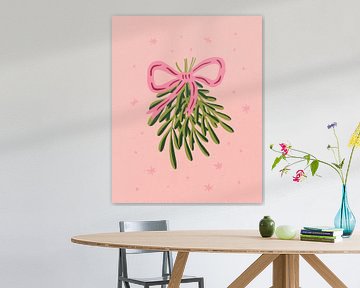 Maretak met roze strik