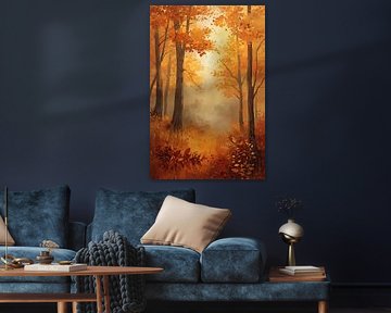 Autumn path in golden light by Dante S