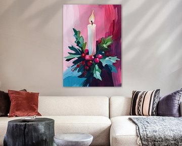 Burning white candle by Wonderful Art