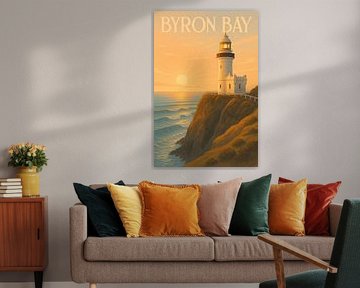 Byron Bay Dawn - Lighthouse Sunrise Retro Poster
