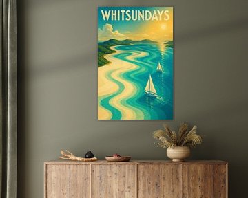 Whitsunday Islands Bliss - Tropical Sailing Art Deco Poster