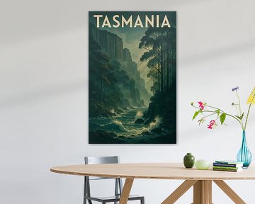 La nature sauvage de la Tasmanie - Impression d'art rétro sur les falaises côtières