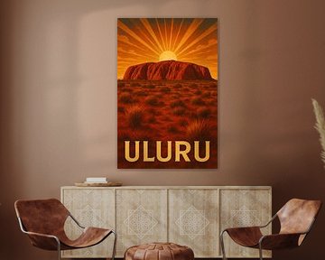 Uluru Sunrise - Affiche Art Déco du désert australien