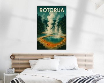 Mystisches Rotorua - Geothermische Wunder Retro-Poster