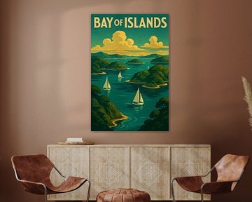 Bay of Islands Serenity - Retro-Segelparadies Poster