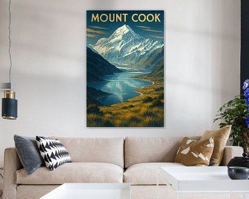 Aoraki Sunrise Peaks - Vintage Neuseeland Berg Poster