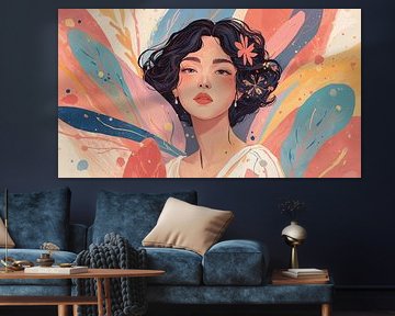 Blossom Spirit - Pastel dromen van een jonge vrouw van Dante S