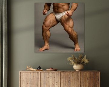 Muscular Man Posing with Defined Legs and Briefs