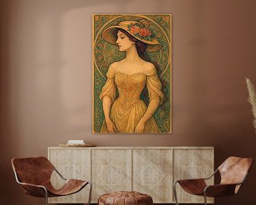 Anmutige Frau mit Hut Gemälde. von Johannes