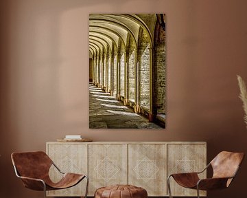 Light show in medieval cloister