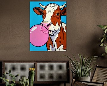 Illustration einer Kuh, die Kaugummi bläst von Markus Gann