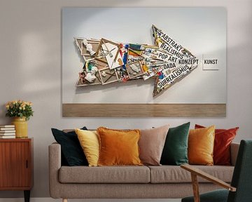 Arrow Sculpture Made of Art Supplies and Art Movement Terminology by Markus Gann