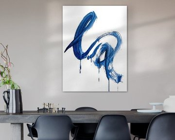 Abstract Blue Brushstrokes on White Background