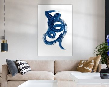 Abstract Blue Paint Brushstrokes on White