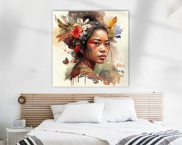 Tropical Floral Indonesian Woman Glow