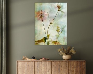 Peinture mixte botanique, rêveuse et sereine