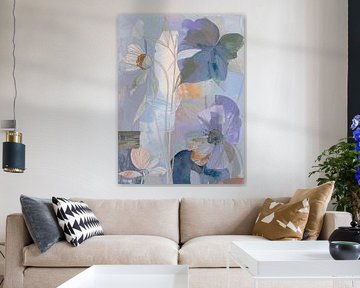 Peinture botanique abstraite et rêveuse de couleur lavande