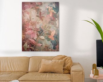 Art nouveau élégant : peinture botanique exclusive