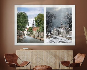 Haarlem Oude Gracht in summer and winter