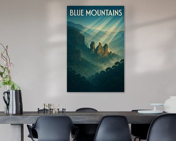 Blue Mountains Dreamscape - Affiche rétro des trois sœurs