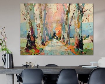 Chemin à travers un paysage impressionniste