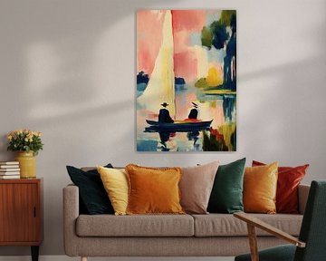 Bateau calme sur un plan d'eau tranquille