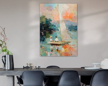 Voilier dans une lumière pastel