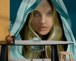 Voorbeeld van het werk in een kamer