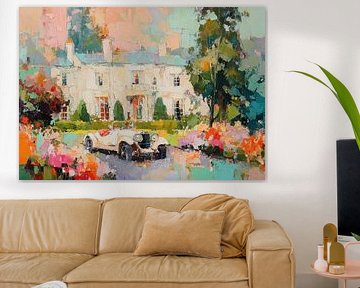 Villa with white convertible