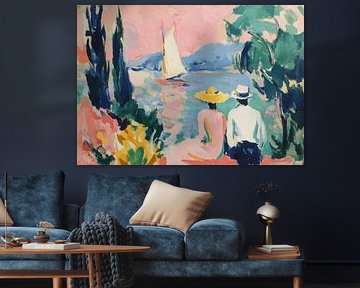 Doux voilier dans une lumière pastel