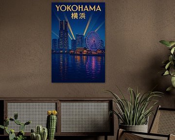 Port de Yokohama au crépuscule - Skyline Art Deco &amp ; Grande Roue en lumière