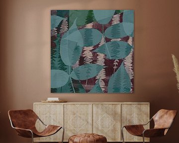 Sprookjesbos. Collage van bladeren. Botanische abstracte kunst van Dina Dankers