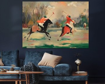 Jeu de polo dynamique en impressionnisme