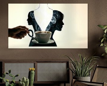 drinking coffee or cappuccino by Egon Zitter