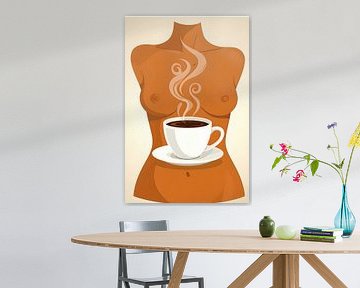 drinking coffee or cappuccino abstractly