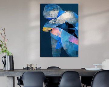 Modernes blaues Frauenporträt