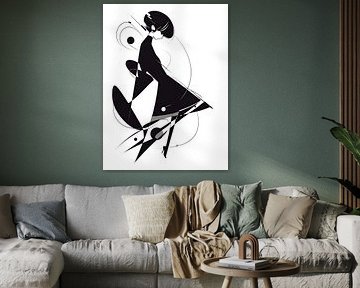 Woman with Lines | Modern Abstract Woman with Shapes