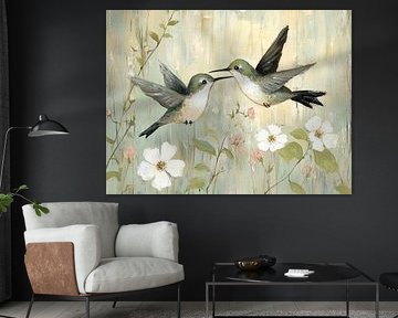 Hummingbirds flowers by Eye catching paintings