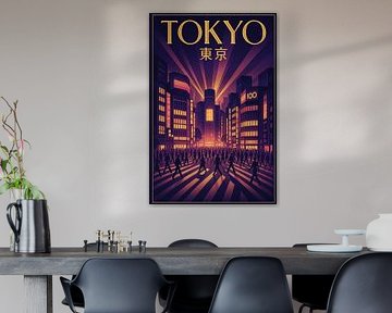 Shibuya After Dark – Retro Tokyo Nightscape Poster by Travel Shop
