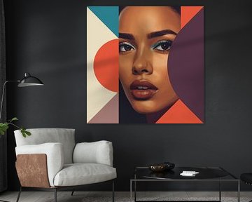 Modern portret met abstracte kleurvlakken