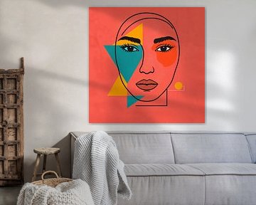 Minimalist line face with colour shapes by Dante S