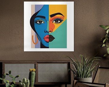 Abstract portrait of a woman with clear areas of colour