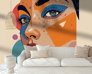 Artistiek gezicht in geometrische stijl
