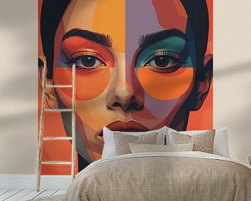 Geometrisch portret in warme contrasten