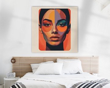 Geometric portrait in warm contrasts