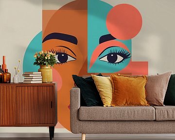 Modern abstract gezicht met kleurvlakken